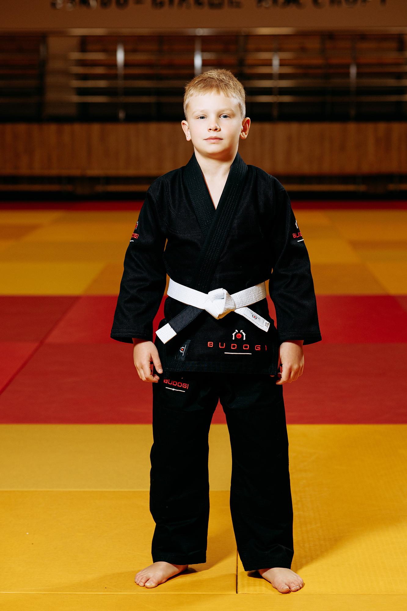 Чорне дитяче кімоно для хлопчиків, джиу-джитсу, TM BUDOGI, зріст 150 см, щільність 350 гр/м.кв. 1
