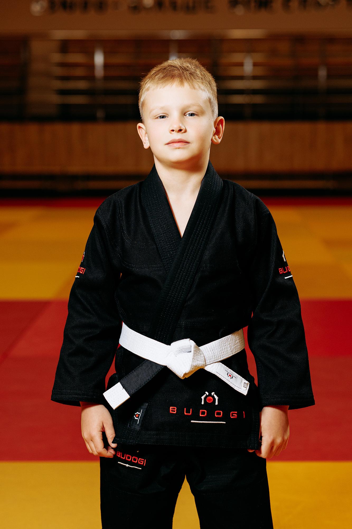 Чорне дитяче кімоно для хлопчиків, джиу-джитсу, TM BUDOGI, зріст 150 см, щільність 350 гр/м.кв. 2