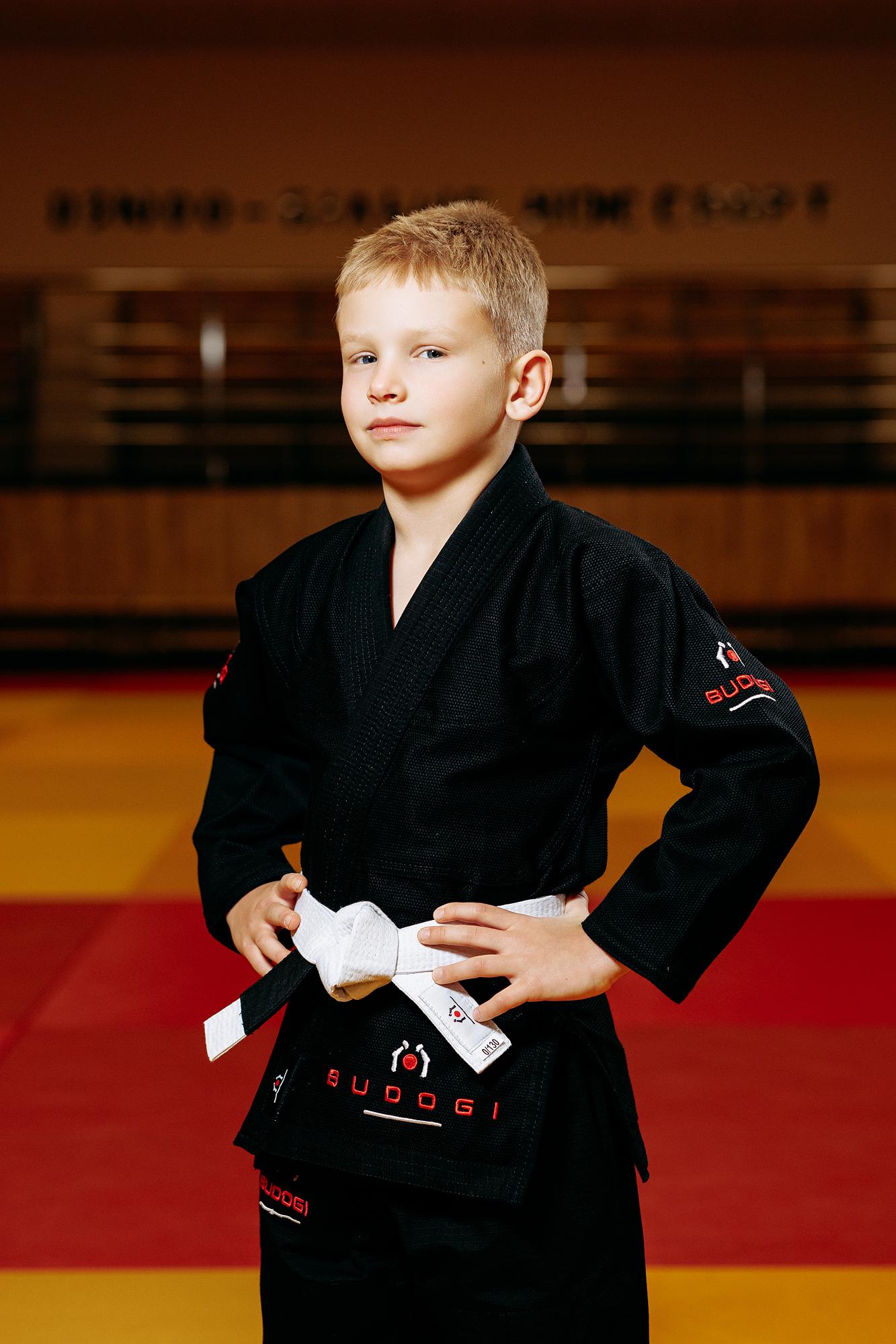Чорне дитяче кімоно для хлопчиків, джиу-джитсу, TM BUDOGI, зріст 150 см, щільність 350 гр/м.кв. 4