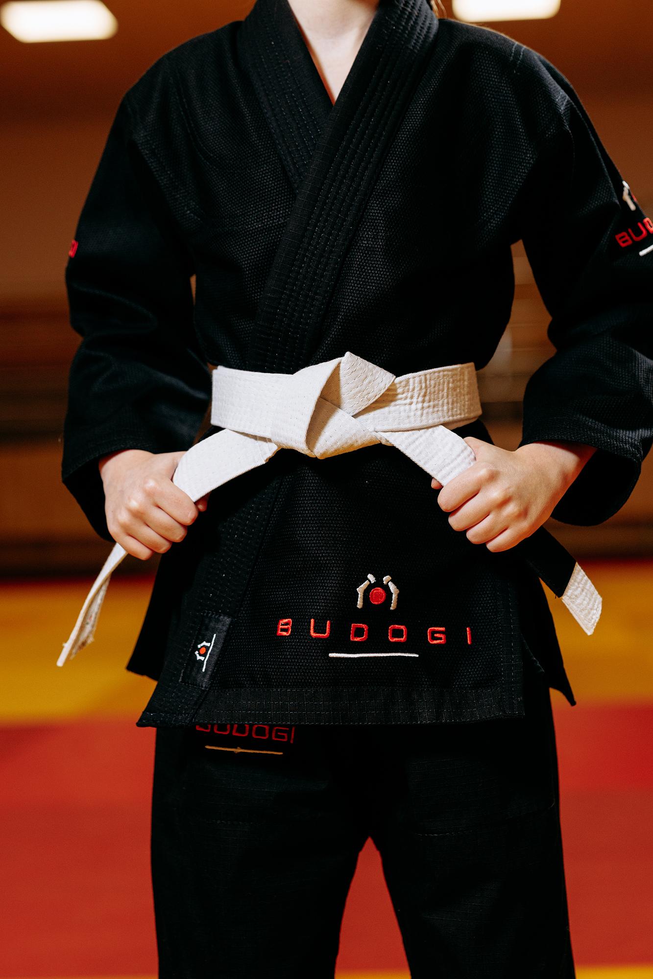 Чорне дитяче кімоно для дівчаток, джиу-джитсу, TM BUDOGI, зріст 150 см, щільність 350 гр/м.кв. 2