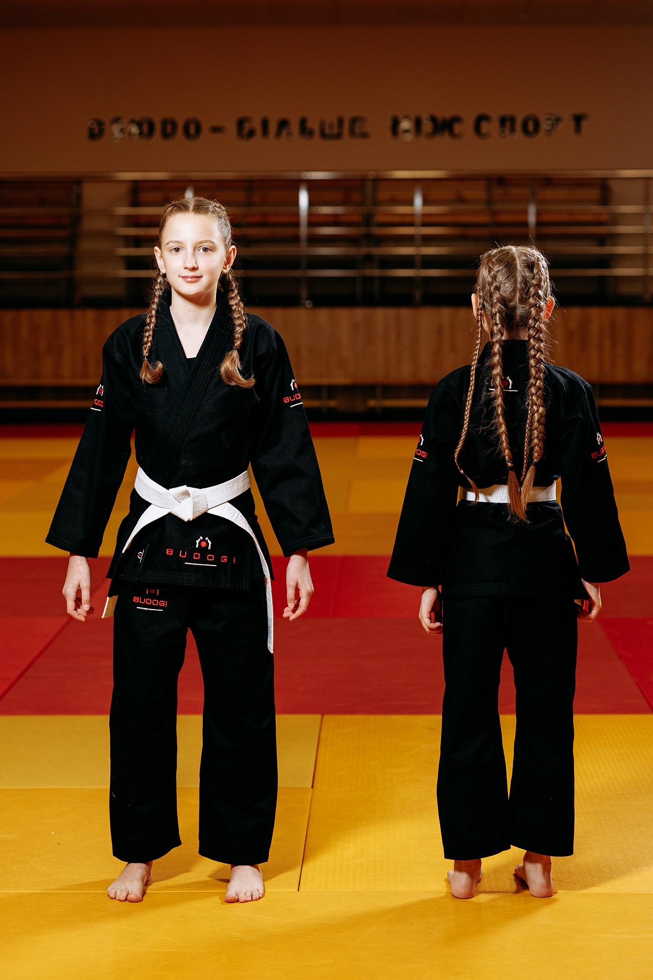 Чорне дитяче кімоно для дівчаток, джиу-джитсу, TM BUDOGI, зріст 150 см, щільність 350 гр/м.кв. 5