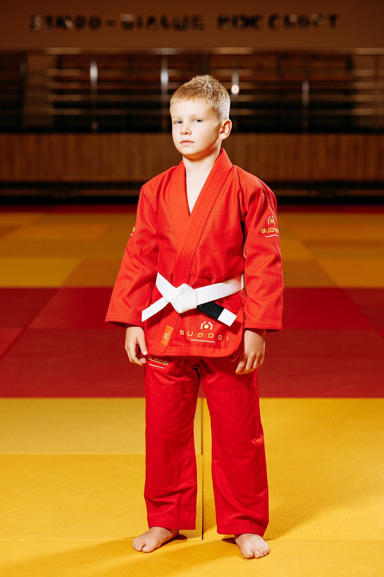 Червоне дитяче кімоно для хлопчиків, джиу-джитсу, TM BUDOGI, зріст 150 см щільність 350 гр/м.кв. 1