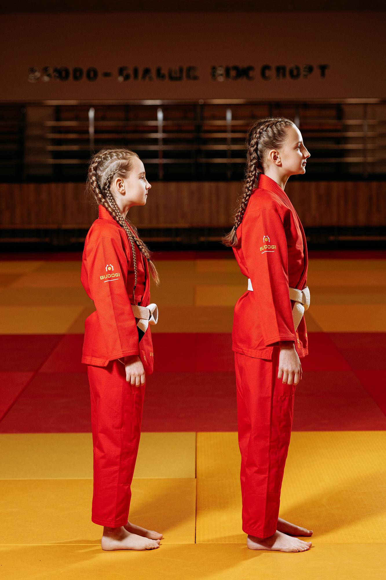 Червоне дитяче кімоно для дівчаток, джиу-джитсу, TM BUDOGI, зріст 150 см, щільність 350 гр/м.кв. 2