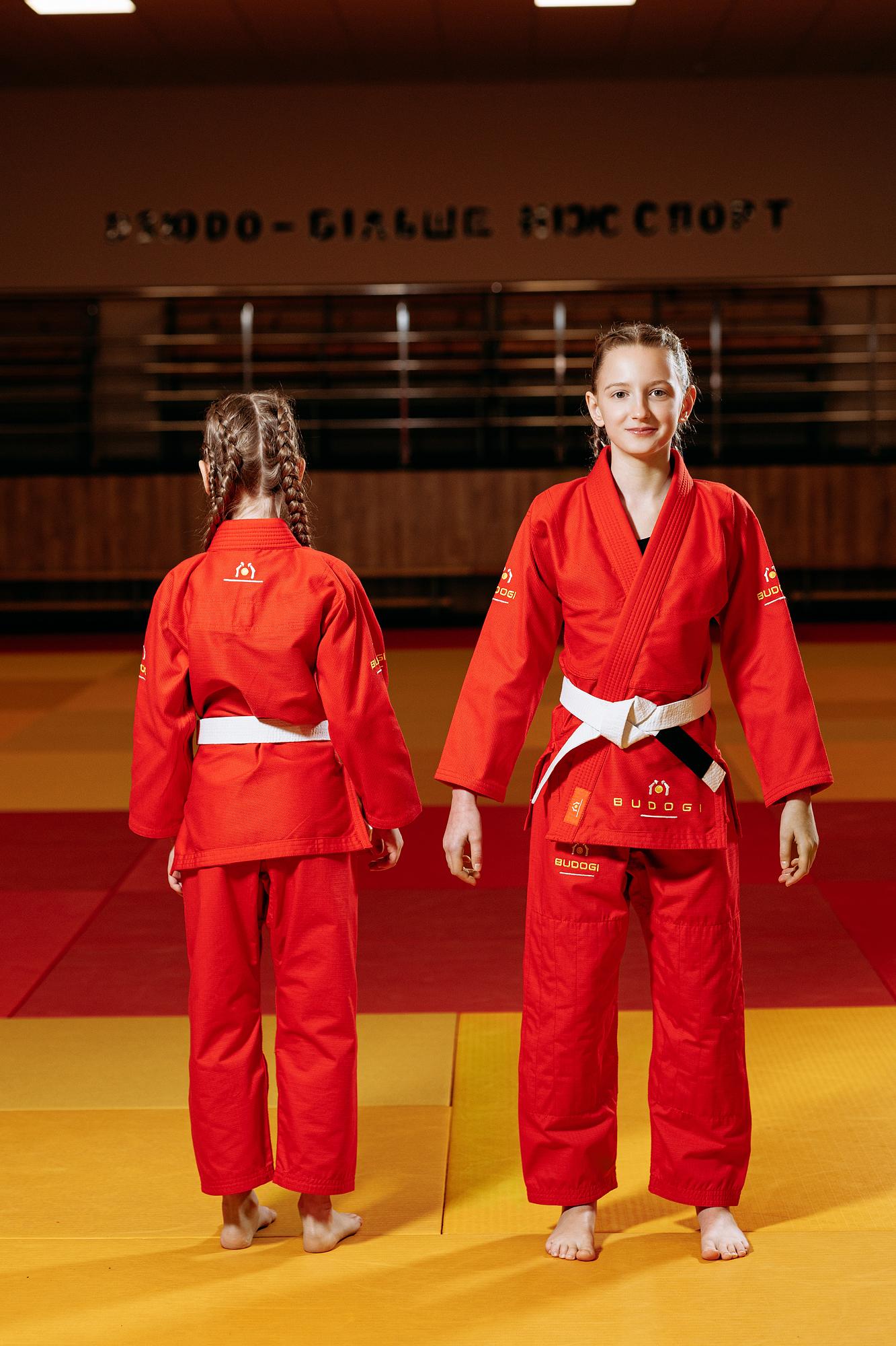 Червоне дитяче кімоно для дівчаток, джиу-джитсу, TM BUDOGI, зріст 150 см, щільність 350 гр/м.кв. 3