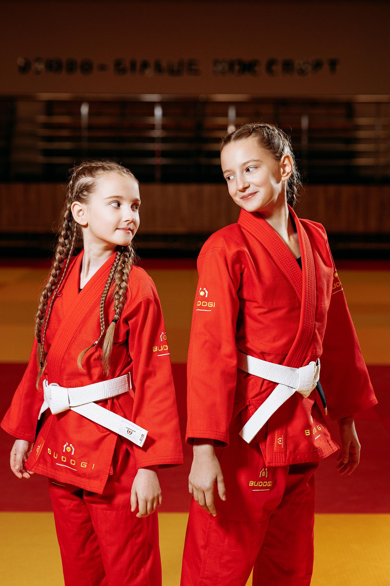 Червоне дитяче кімоно для дівчаток, джиу-джитсу, TM BUDOGI, зріст 150 см, щільність 350 гр/м.кв. 6