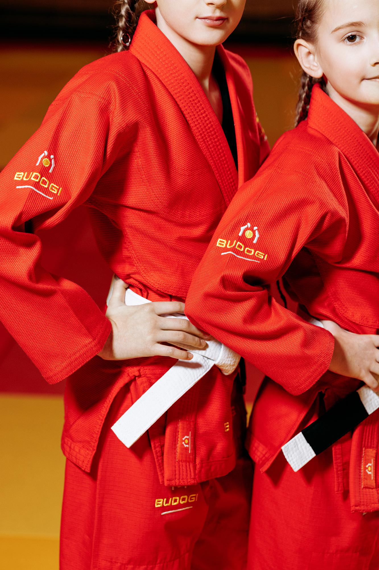 Червоне дитяче кімоно для дівчаток, джиу-джитсу, TM BUDOGI, зріст 150 см, щільність 350 гр/м.кв. 8