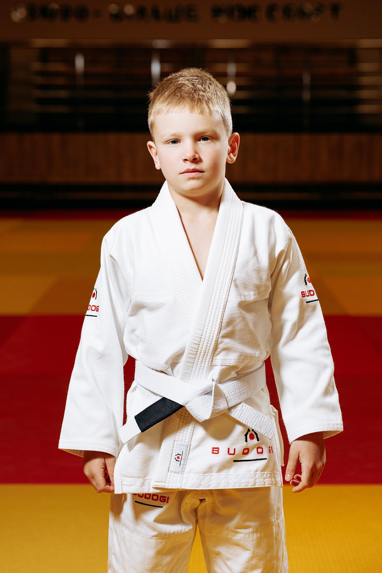 Біле дитяче кімоно для хлопчиків, джиу-джитсу, TM BUDOGI, зріст 120 см, щільність 350 гр/м.кв. 2