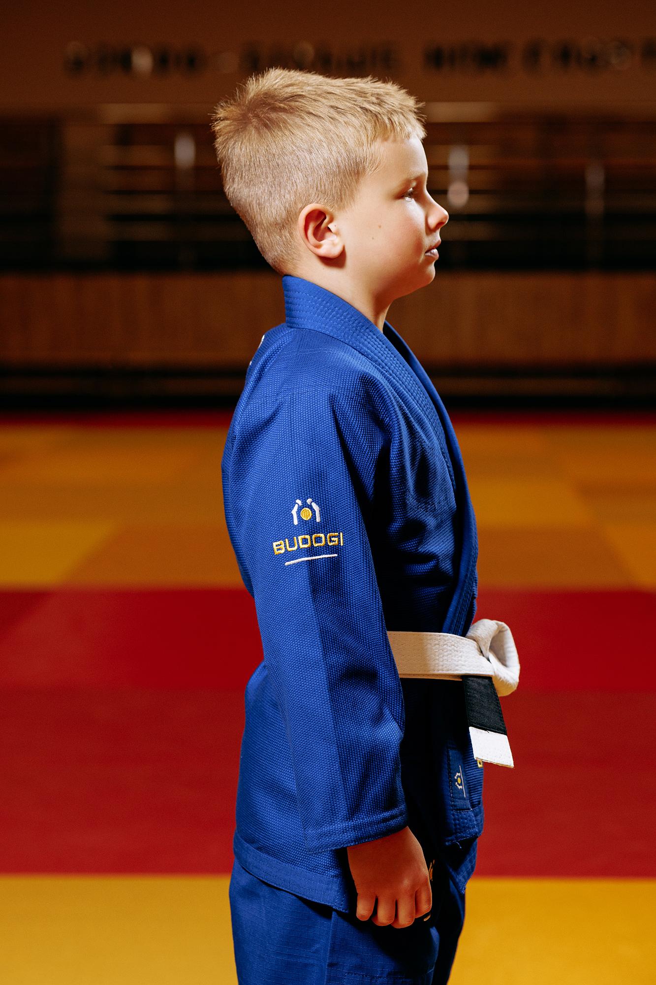 Синє дитяче кімоно для хлопчиків, джиу-джитсу, TM BUDOGI, зріст 150 см, щільність 350 гр/м.кв. 4