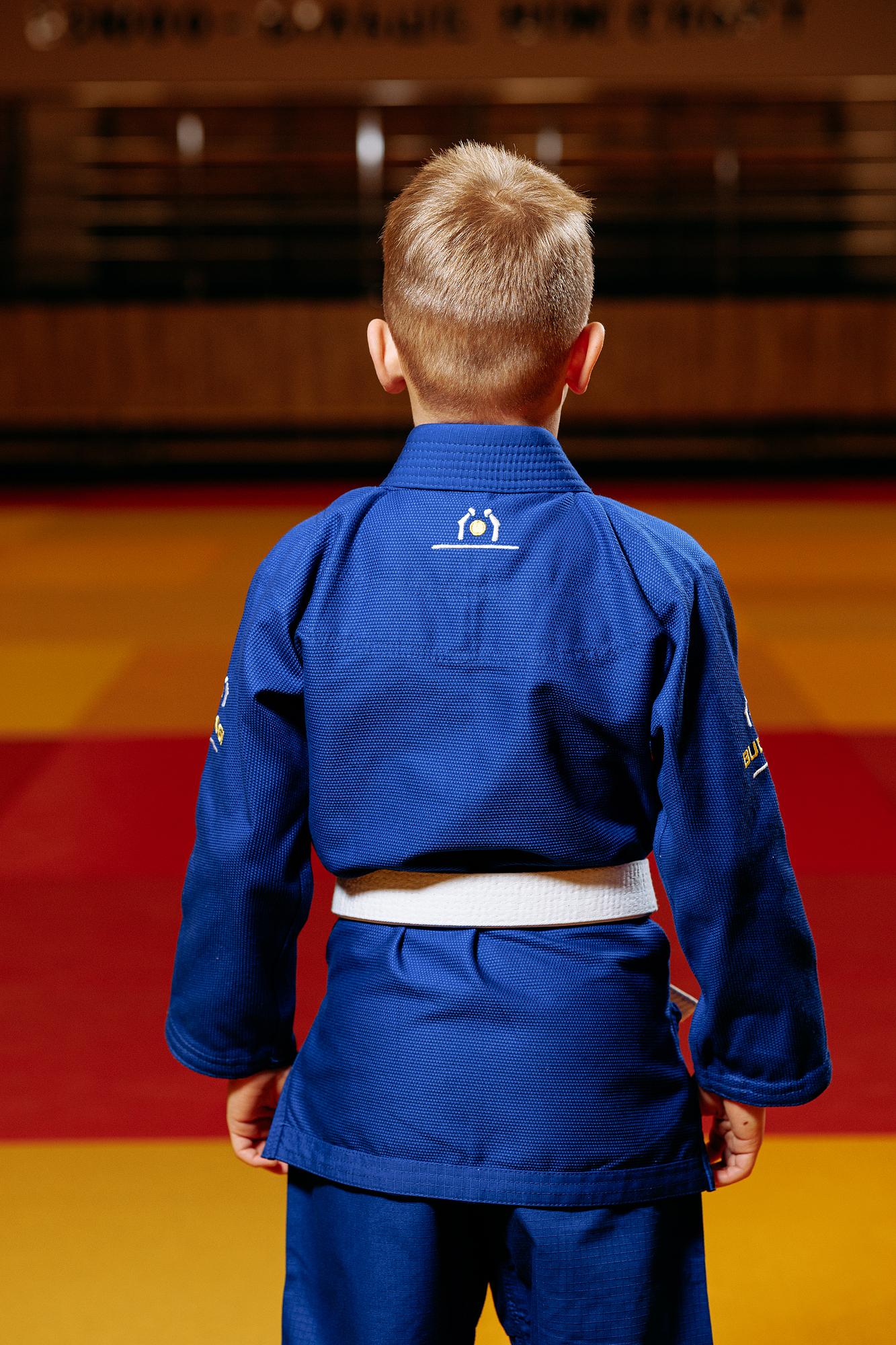 Синє дитяче кімоно для хлопчиків, джиу-джитсу, TM BUDOGI, зріст 150 см, щільність 350 гр/м.кв. 5