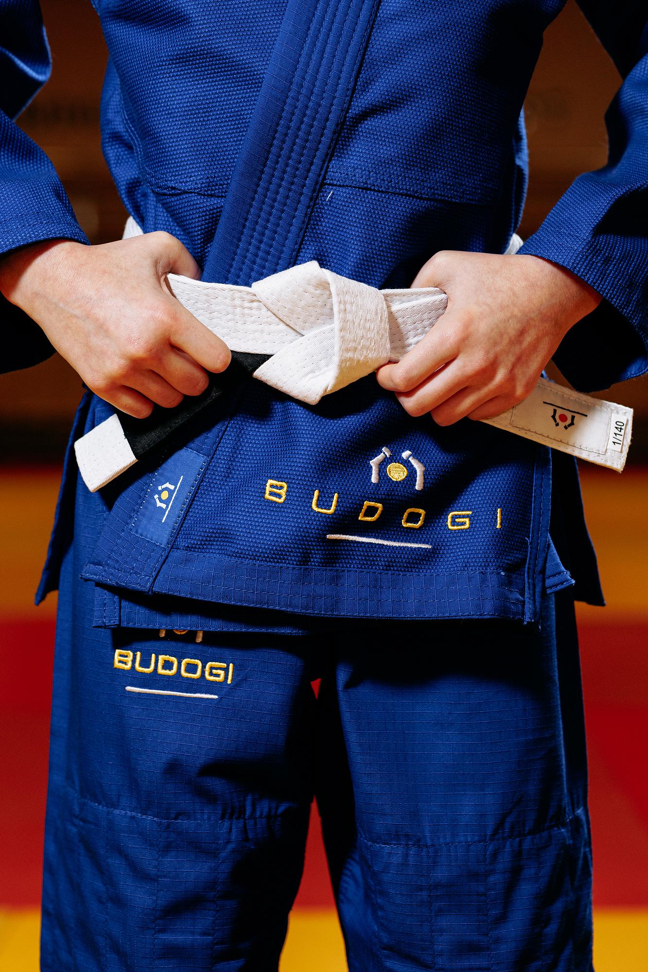 Синє дитяче кімоно для дівчаток, грепплінг, TM BUDOGI, зріст 120 см, щільність 350 гр/м.кв. 6