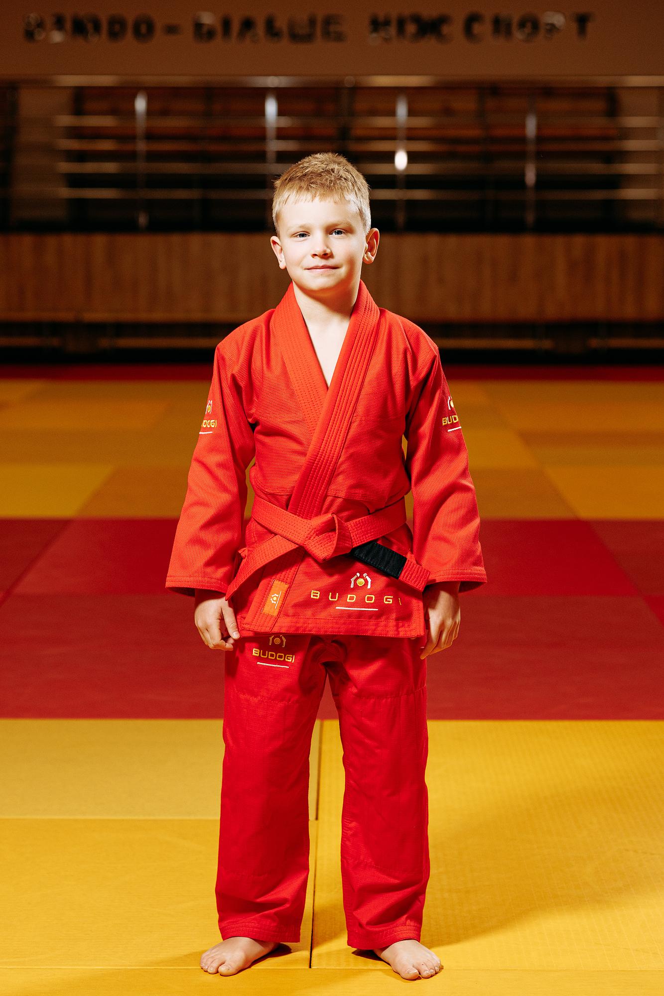 Червоне дитяче кімоно для хлопчиків, грепплінг, TM BUDOGI, зріст 150 см, щільність 350 гр/м.кв. 1