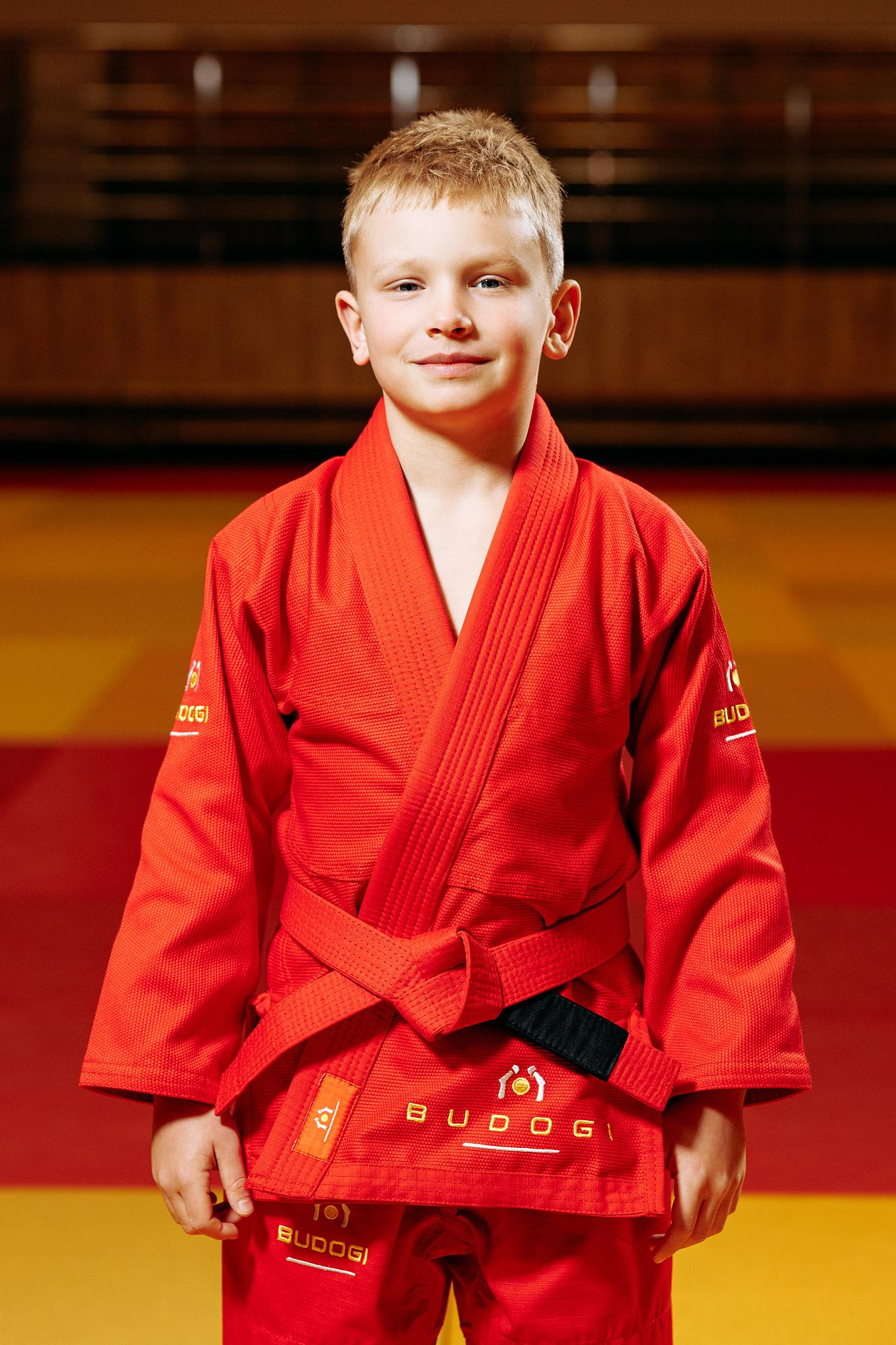 Червоне дитяче кімоно для хлопчиків, грепплінг, TM BUDOGI, зріст 150 см, щільність 350 гр/м.кв. 2