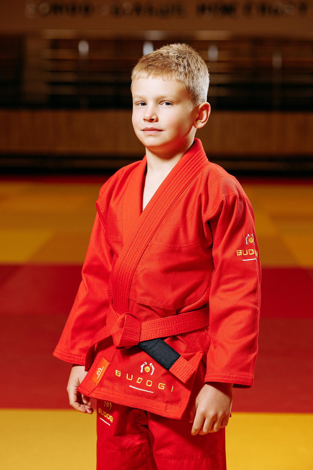 Червоне дитяче кімоно для хлопчиків, грепплінг, TM BUDOGI, зріст 150 см, щільність 350 гр/м.кв. 3