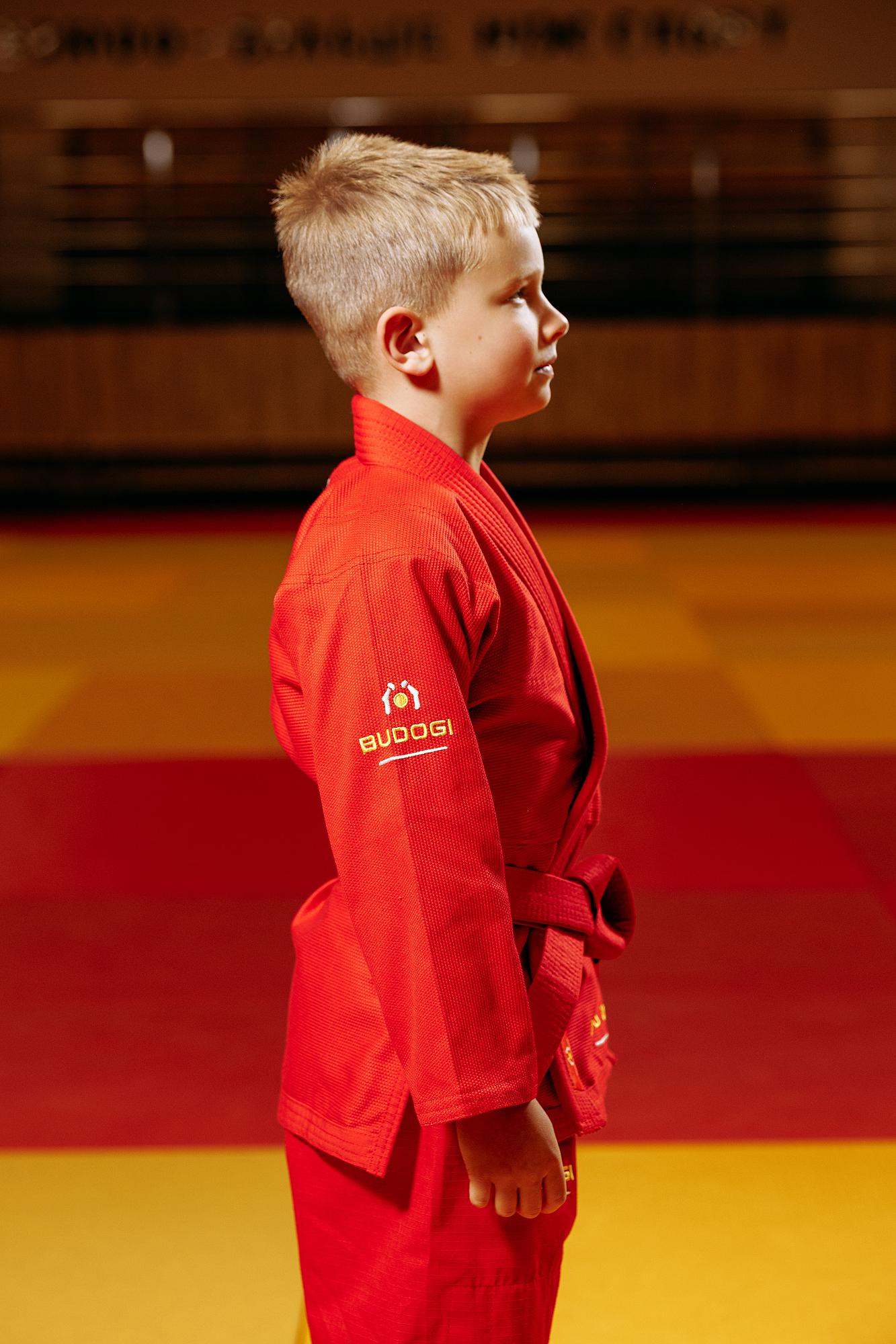 Червоне дитяче кімоно для хлопчиків, грепплінг, TM BUDOGI, зріст 150 см, щільність 350 гр/м.кв. 5