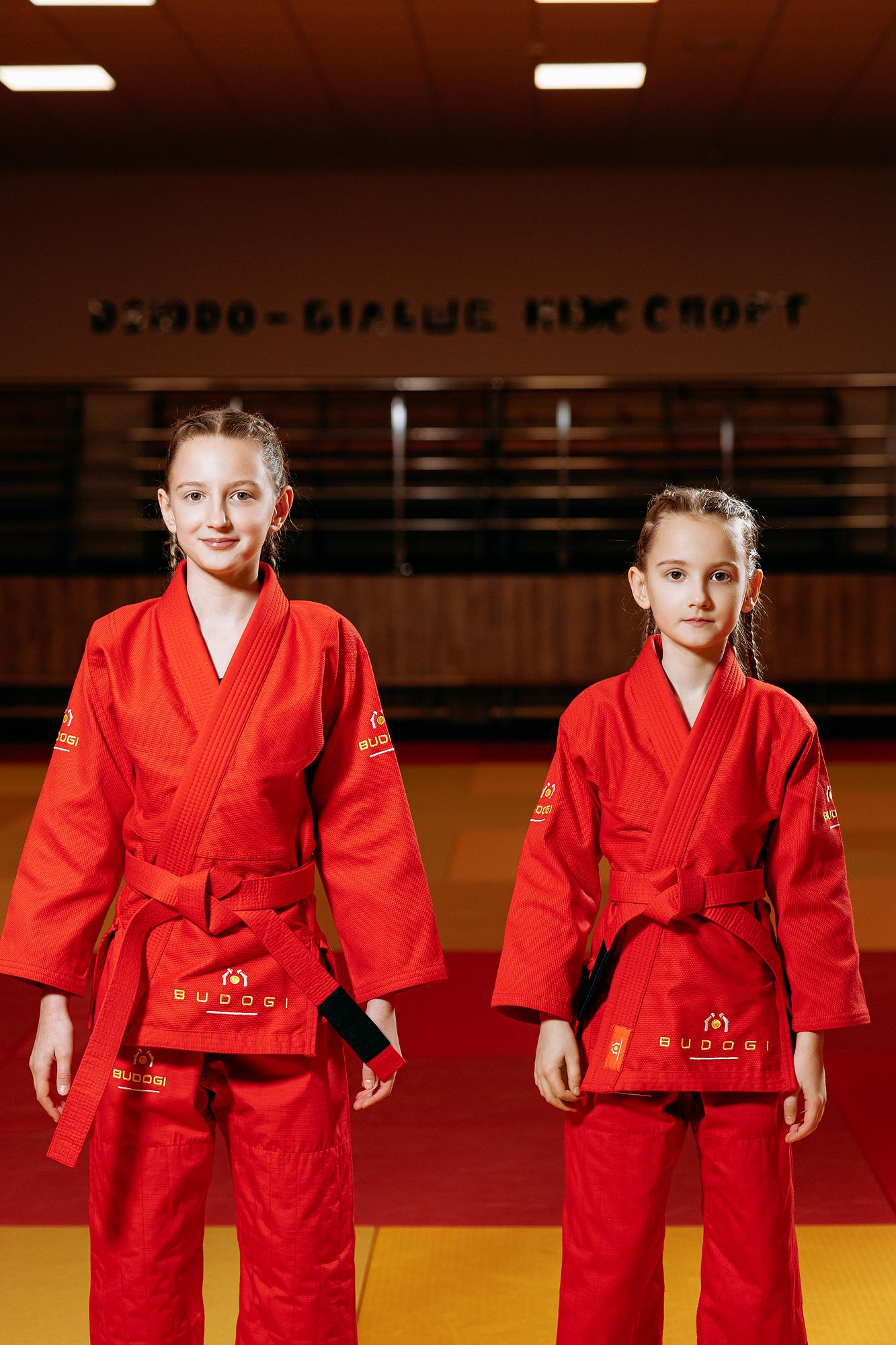 Червоне дитяче кімоно для дівчаток, грепплінг, TM BUDOGI, зріст 150 см, щільність 350 гр/м.кв. 3