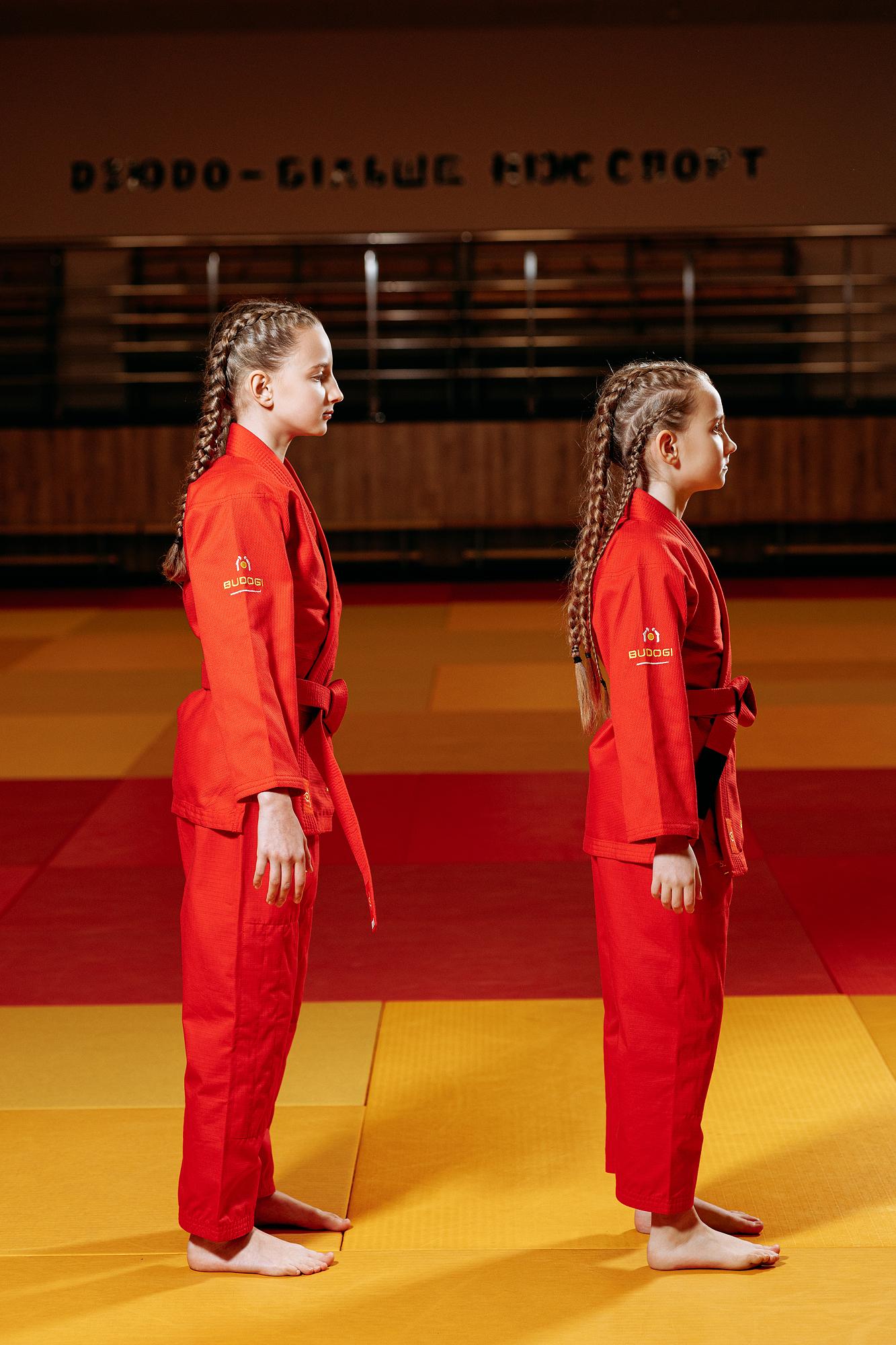 Червоне дитяче кімоно для дівчаток, грепплінг, TM BUDOGI, зріст 150 см, щільність 350 гр/м.кв. 4