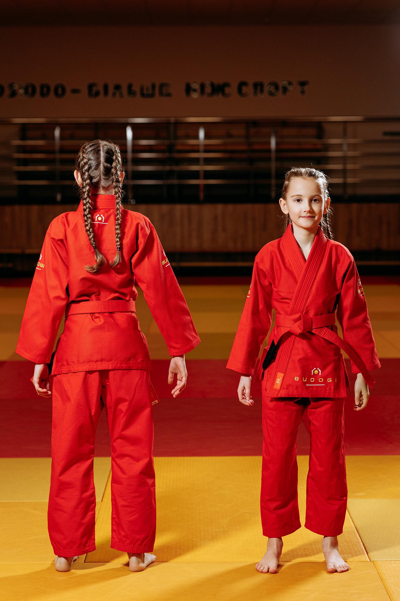 Червоне дитяче кімоно для дівчаток, грепплінг, TM BUDOGI, зріст 150 см, щільність 350 гр/м.кв. 6