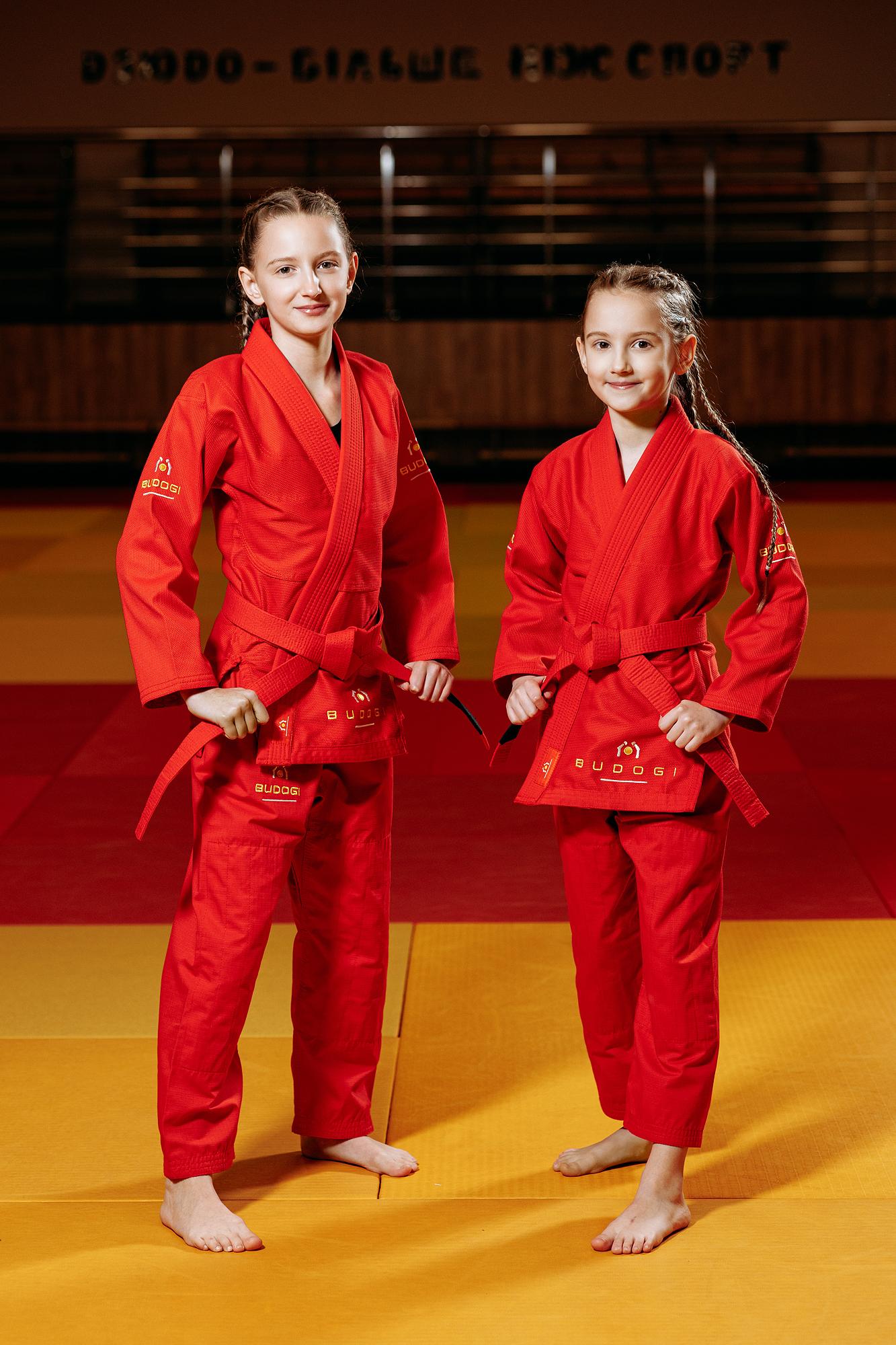 Червоне дитяче кімоно для дівчаток, грепплінг, TM BUDOGI, зріст 150 см, щільність 350 гр/м.кв. 8