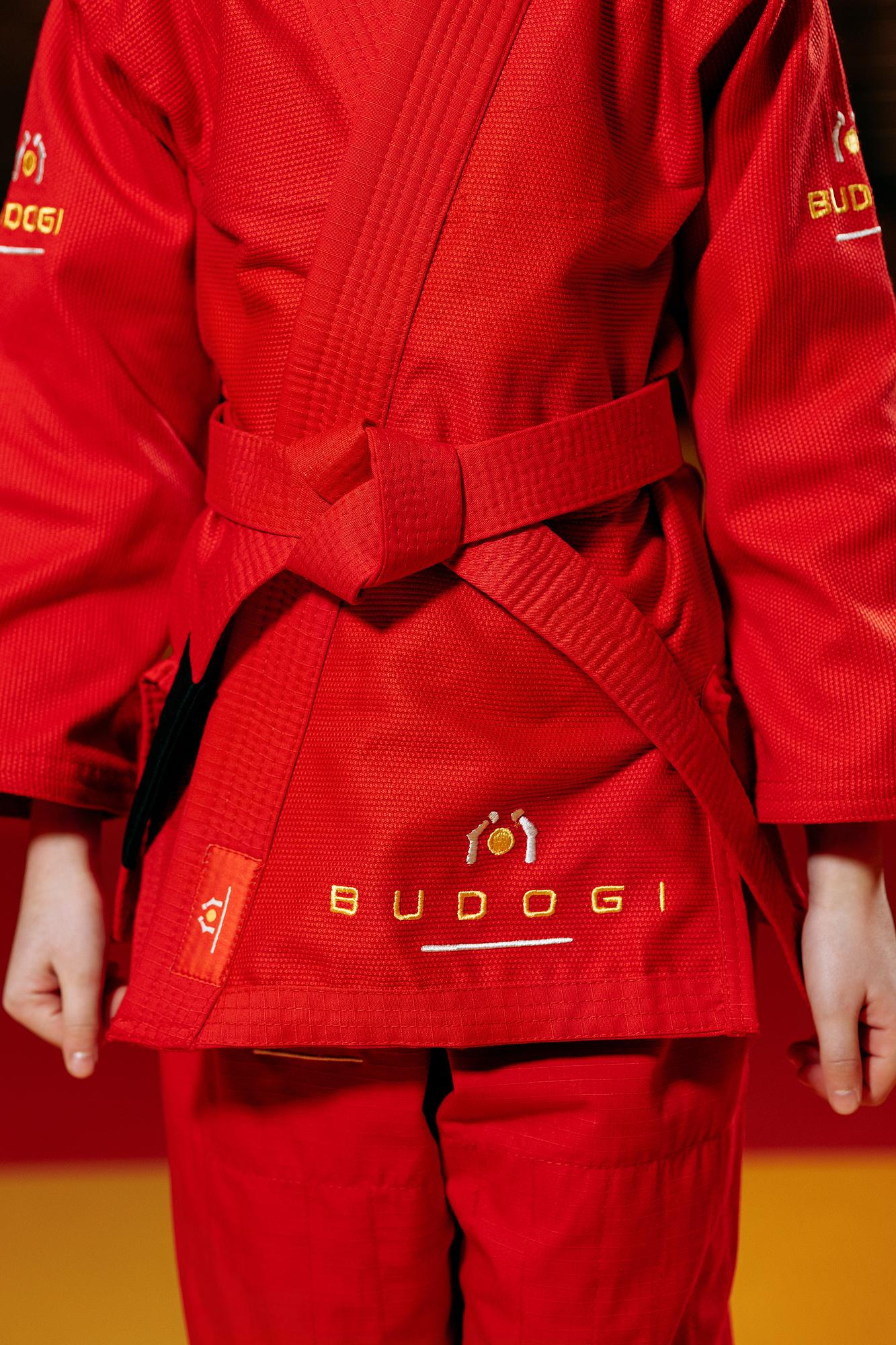 Червоне дитяче кімоно для дівчаток, грепплінг, TM BUDOGI, зріст 150 см, щільність 350 гр/м.кв. 9
