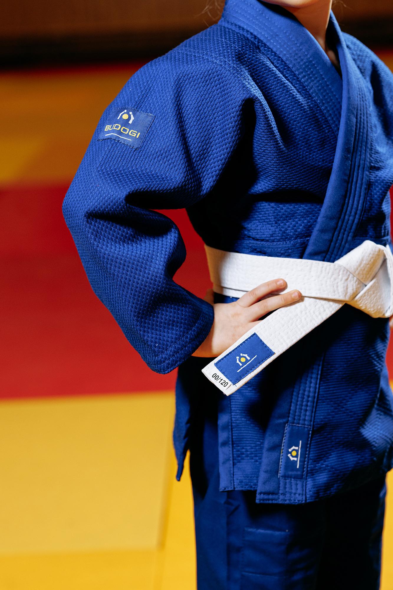 Синє дитяче кімоно для дівчаток, дзюдо, TM BUDOGI серія BEGINNER, зріст 150 см, щільність 350 гр/м.кв. 3