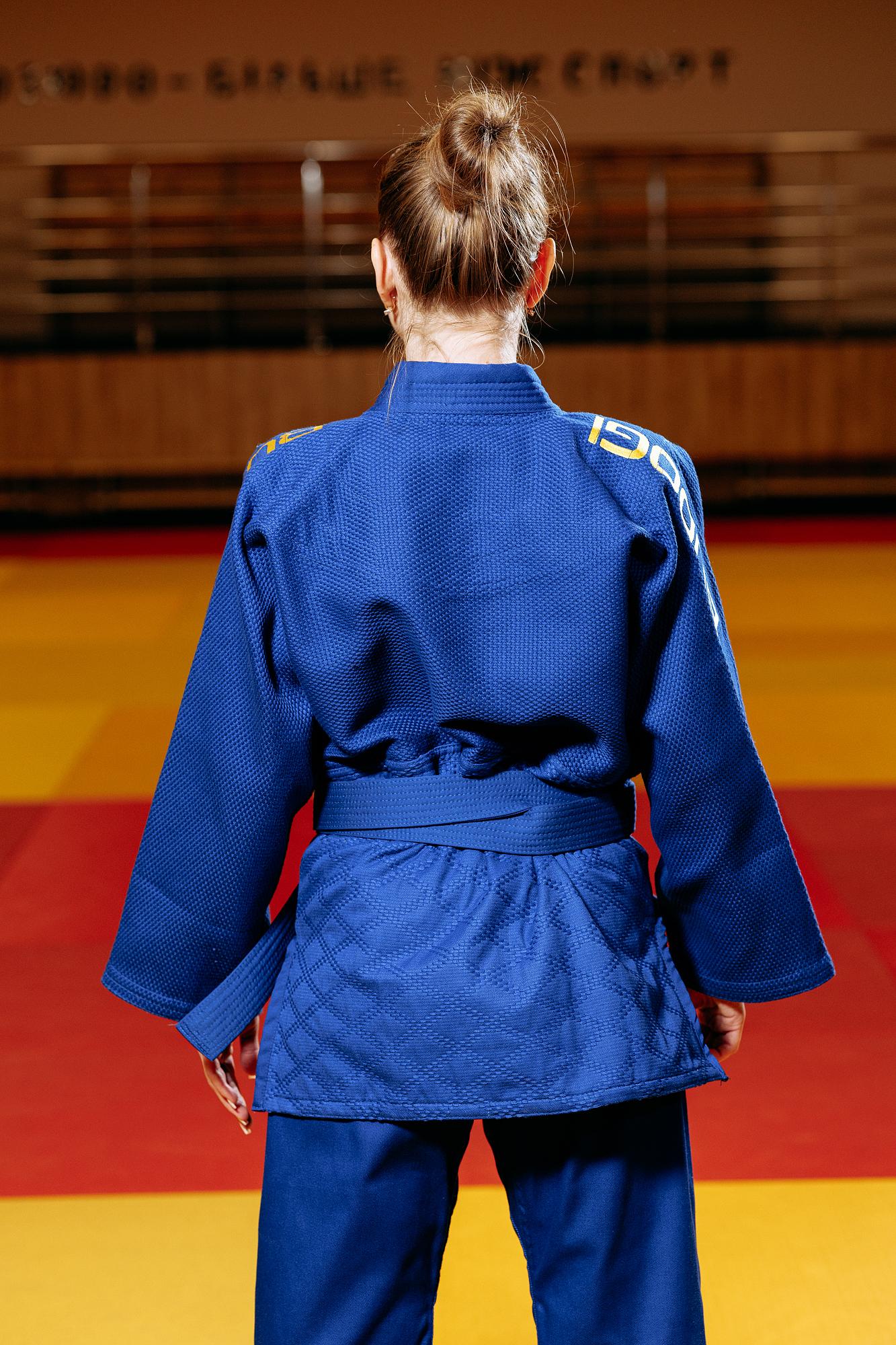 Синє кімоно для дівчат/жінок, дзюдо, TM BUDOGI серія PRO, зріст 150 см, щільність 650 гр/м.кв. 5