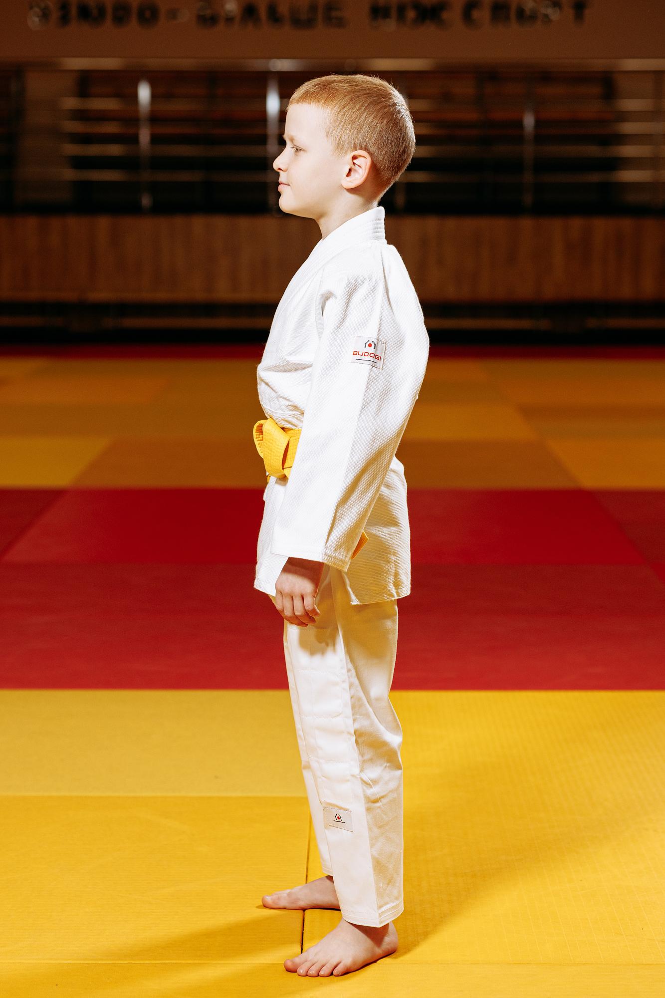 Біле дитяче кімоно для хлопчиків, дзюдо, TM BUDOGI серія BEGINNER, зріст 110 см, щільність 350 гр/м.кв. 5
